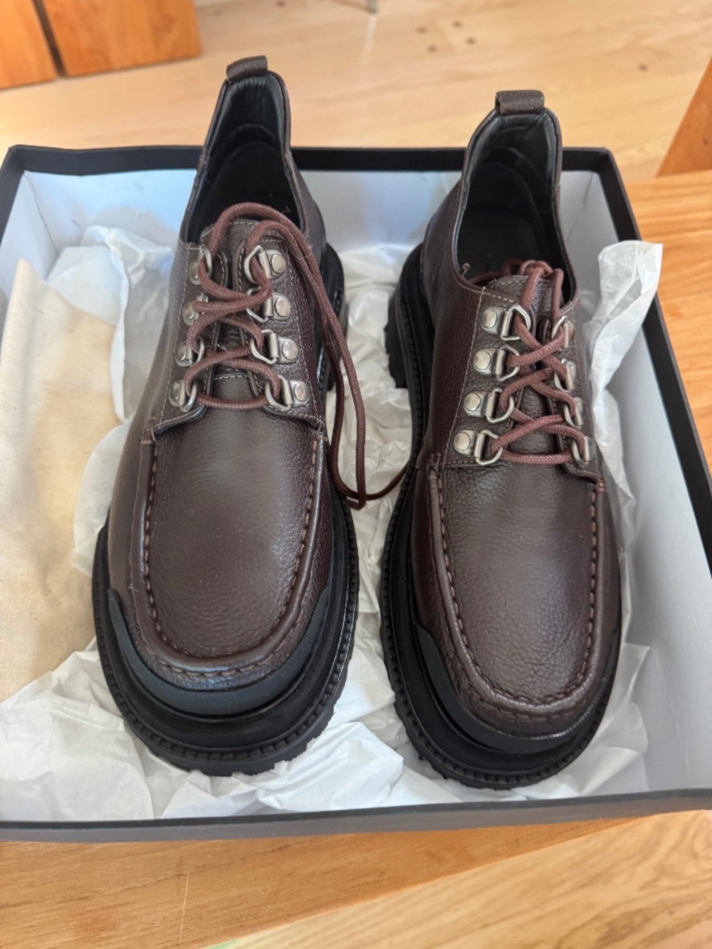 Rachel Comey Dark Brown Leather Lug Sole Loafers